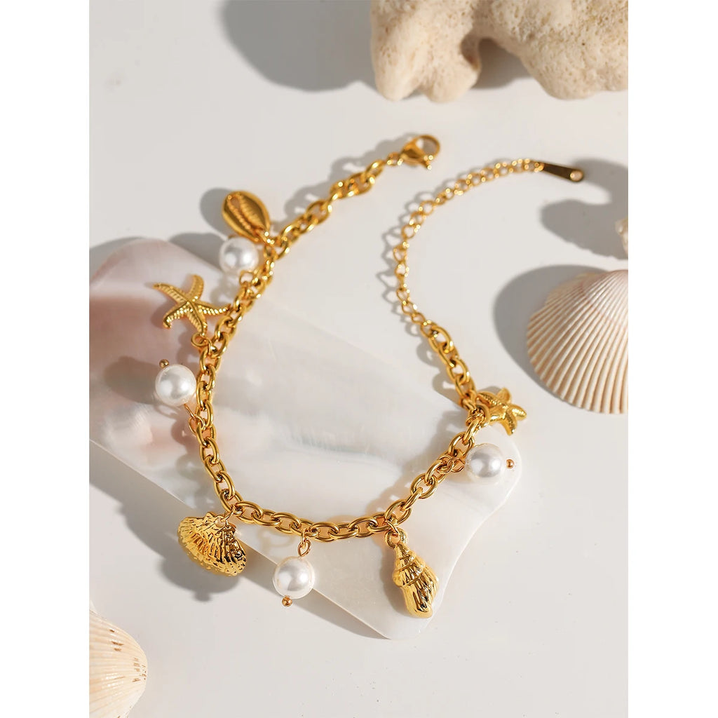 Vacation Beach Starfish Conch Bracelet