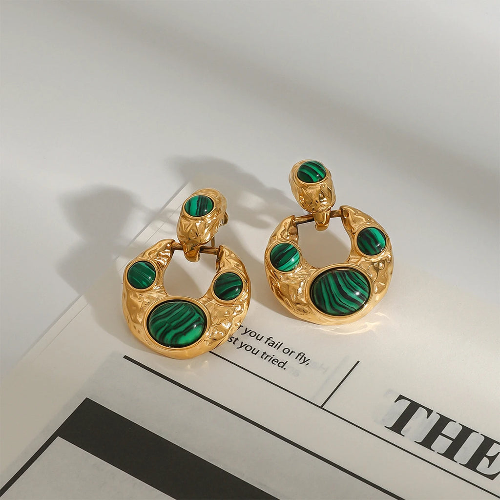 Retro Geometric Elliptical Earrings
