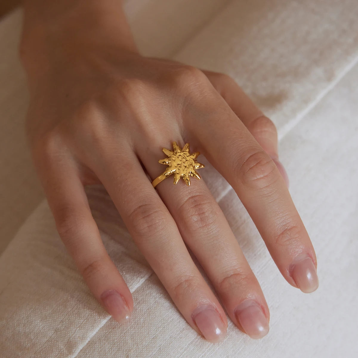 KIKA Classic Sun Shape Open Rings For Women Minimalist 18K Gold PVD Plated Stainless Steel 316L