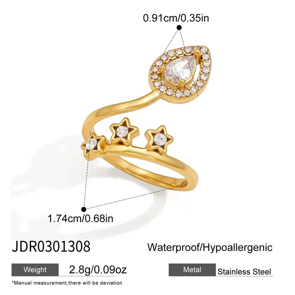 Kika Delicate Geometric Zircon Open Rings