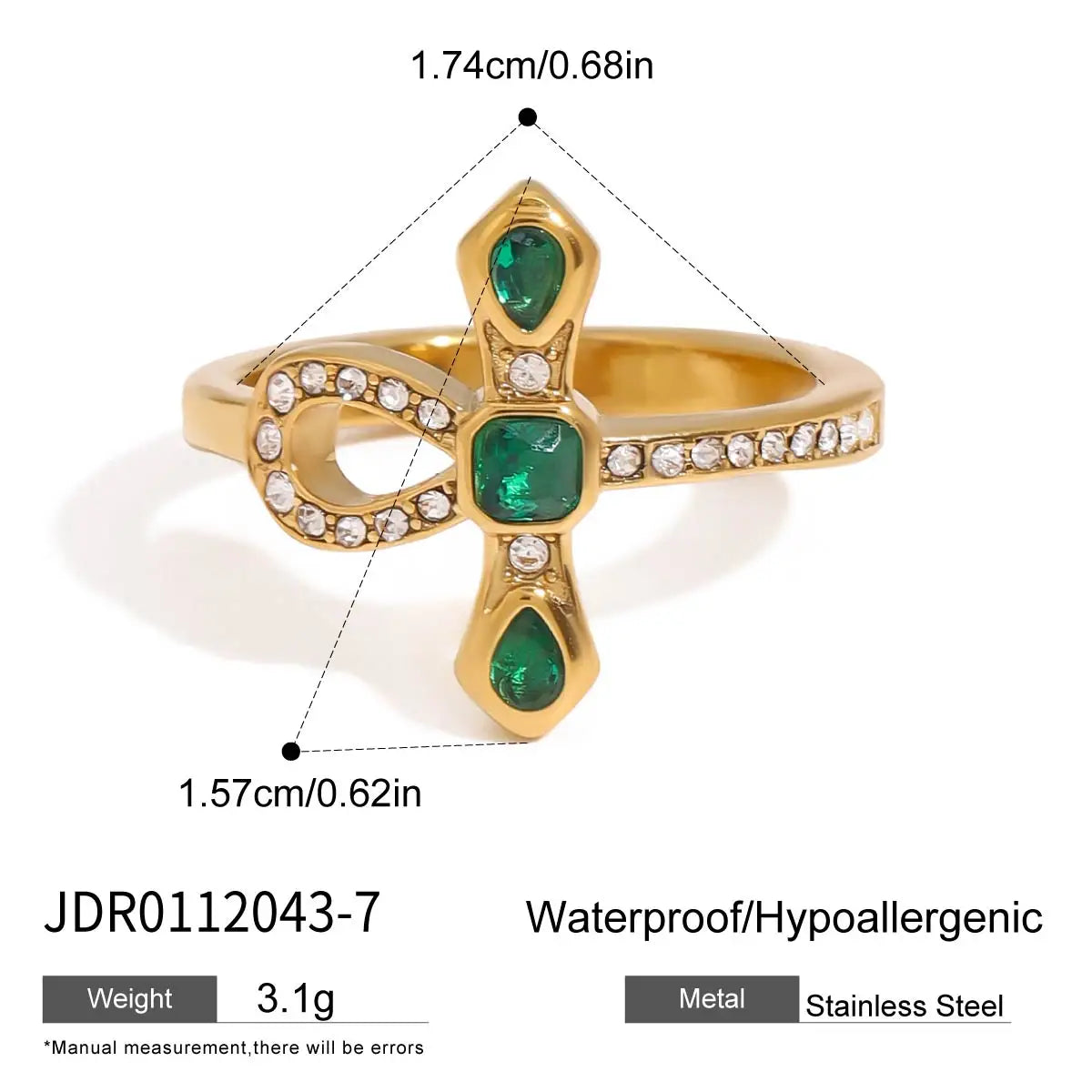 Kika Fashion Retro 18K Gold Color Plated Stainless Steel Spirit Snake Series Ring