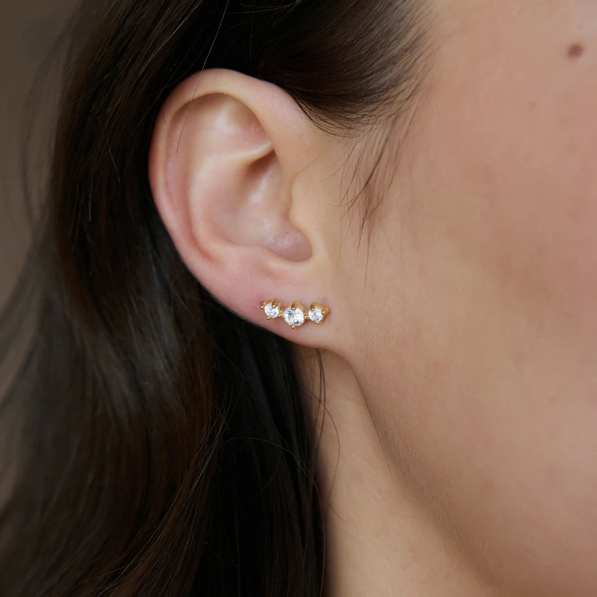 KIKA Classic Geometric Zircon Stud Earrings For Women 18K Gold PVD Plated Stainless Steel Sleeping Earrings Fashion Jewelry