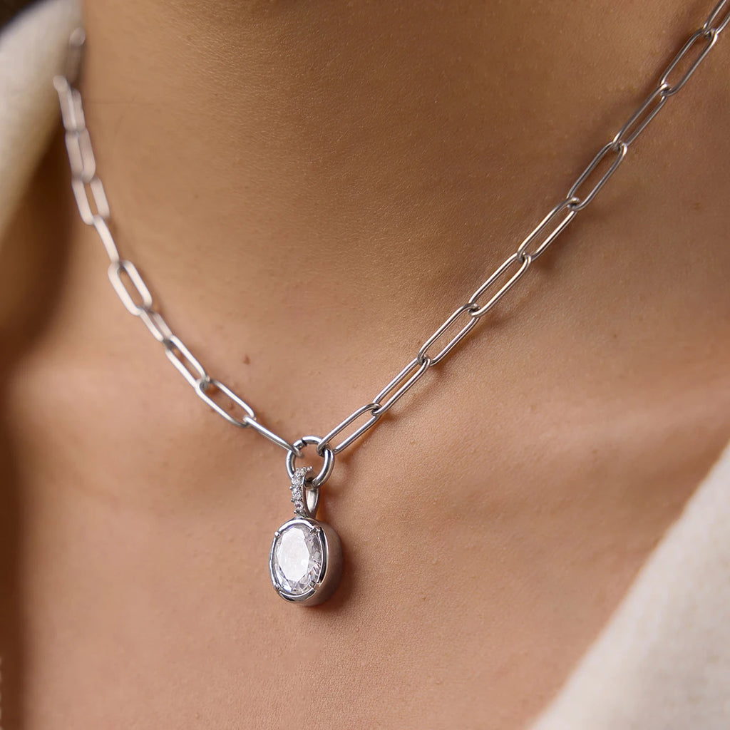 Kika Delicate Geometric Round Heart Zircon Pendant Necklace