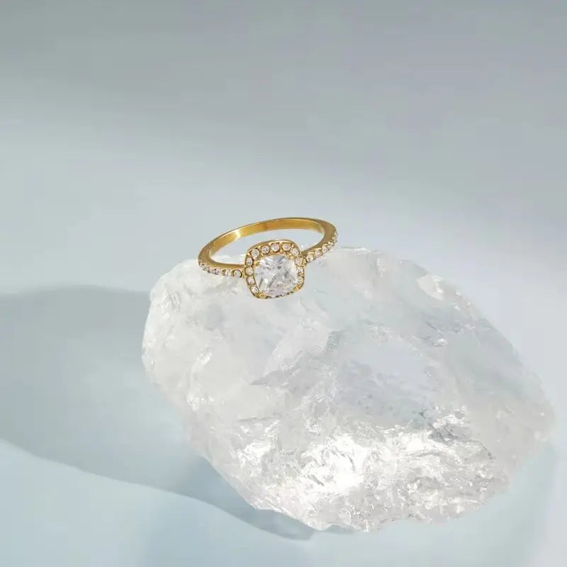 KIKA Square Zircon Ring PVD Plated Stainless Steel 316L