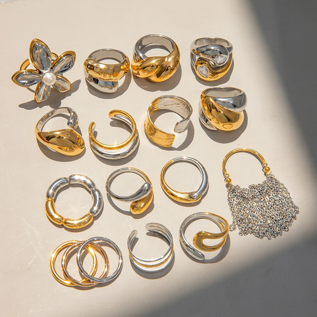 kika Mixed Metal Ring For Women Gold Color And Silver Color Two Tone Ring