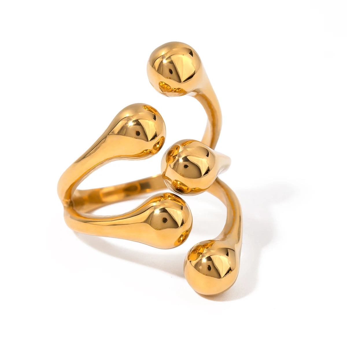 Kika Unique 18K Gold Color Irregular Stainless Steel Open Ring