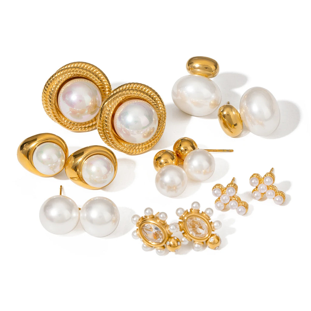 KIKA High Quality Imitation Pearls Drop Stainless Steel 316L Golden