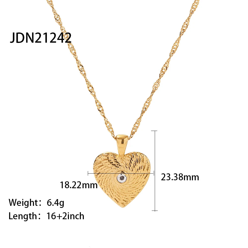 Kika Ribbed Heart Shaped Pendant Necklace