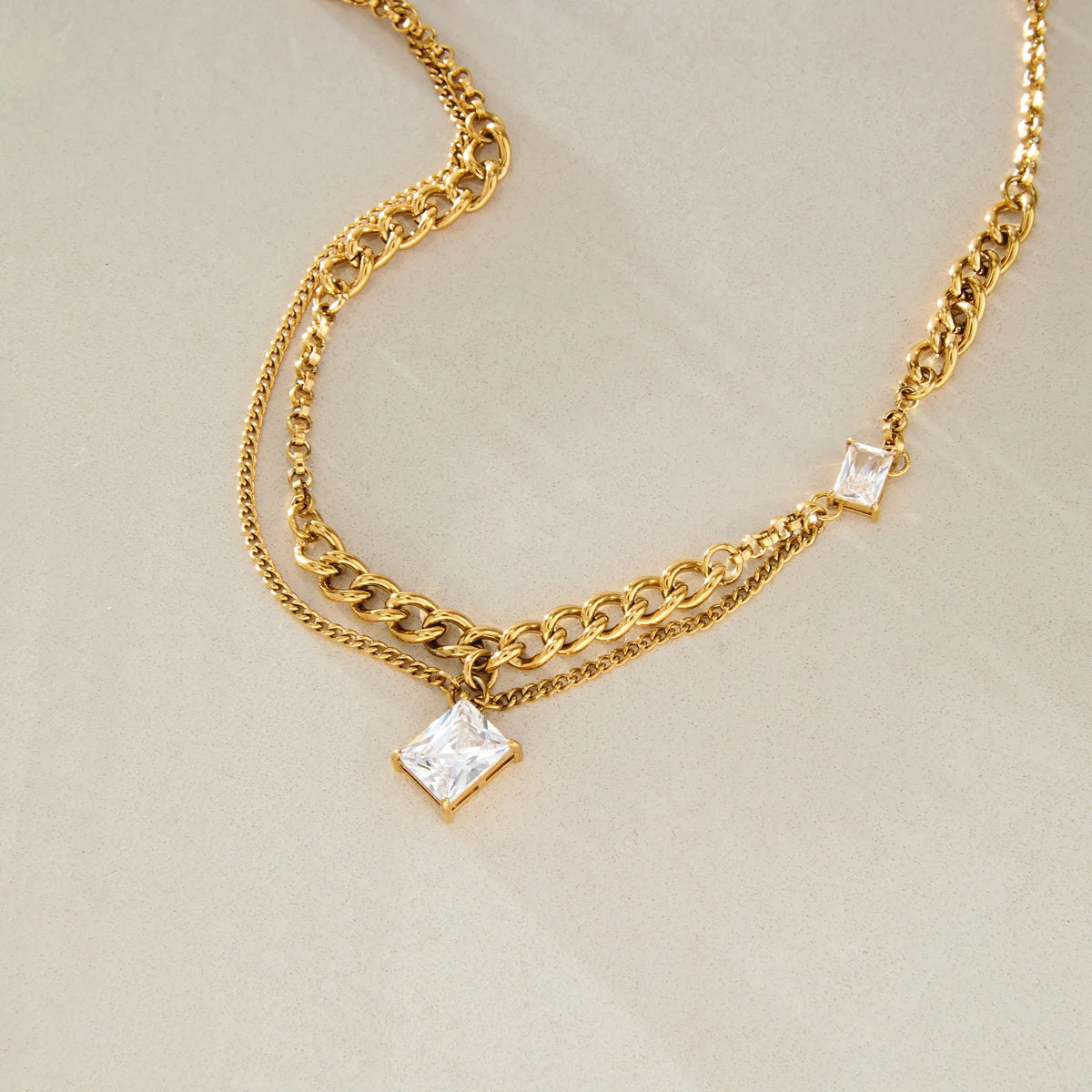 KIKA Zircon Freshwater Pearl Necklace For Women Minimalist 18K Gold PVD Plated Stainless Steel Necklace Fashion Jewelry Gift