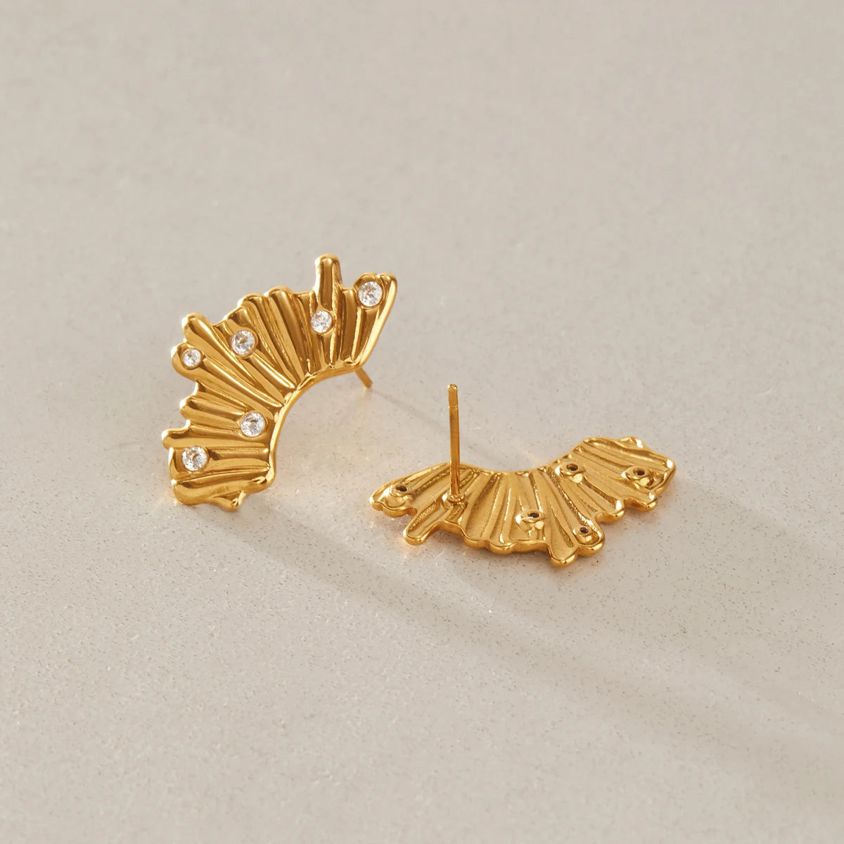 KIKA Classic Zircon Geometric Stud Earrings For Women Minimalist 18K Gold PVD Plated Stainless Steel Earrings Fashion Jewelry