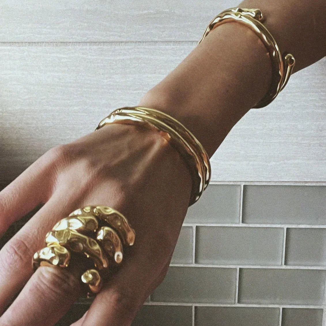 Kika Contemporary Statement Ring Asymmetry Sensuous Contours Bangle or Cuff Shape And Form Waterproof