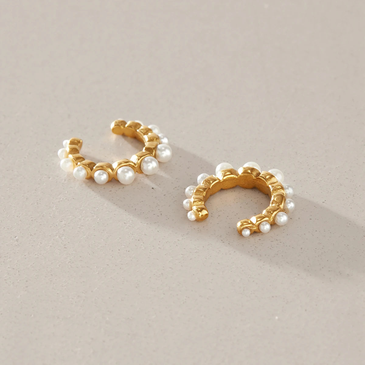 KIKA Elegant Resin Pearl Non-piercing Ear Clips  18K Gold PVD Plated Stainless Steel 316L