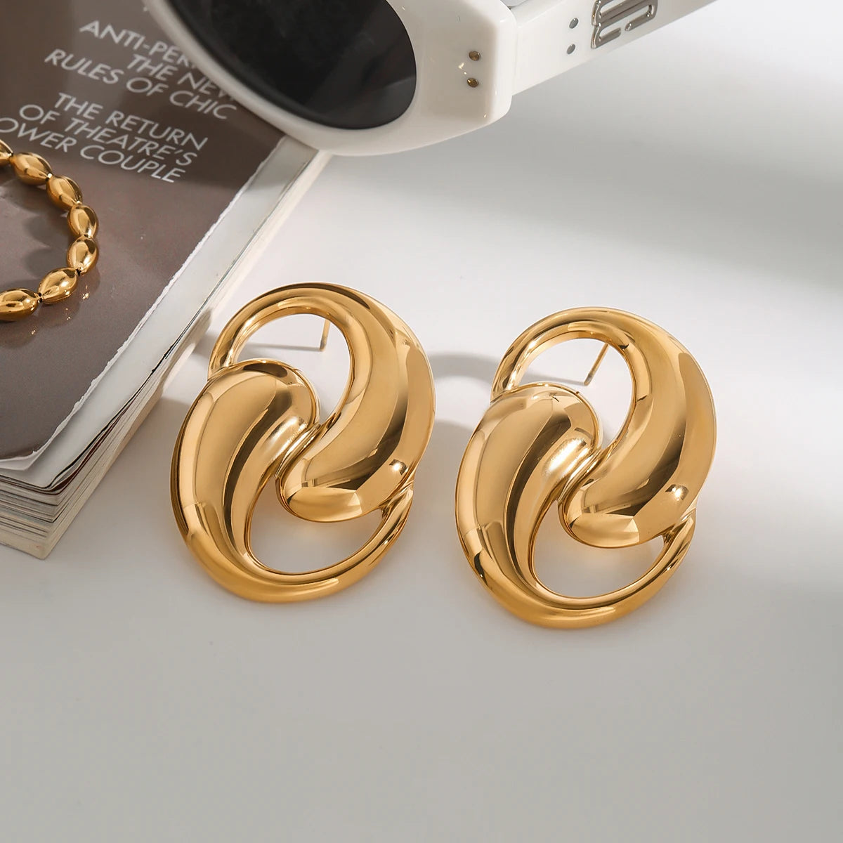 Minimalist Smooth Water Drop Shaped Hollow Earrings