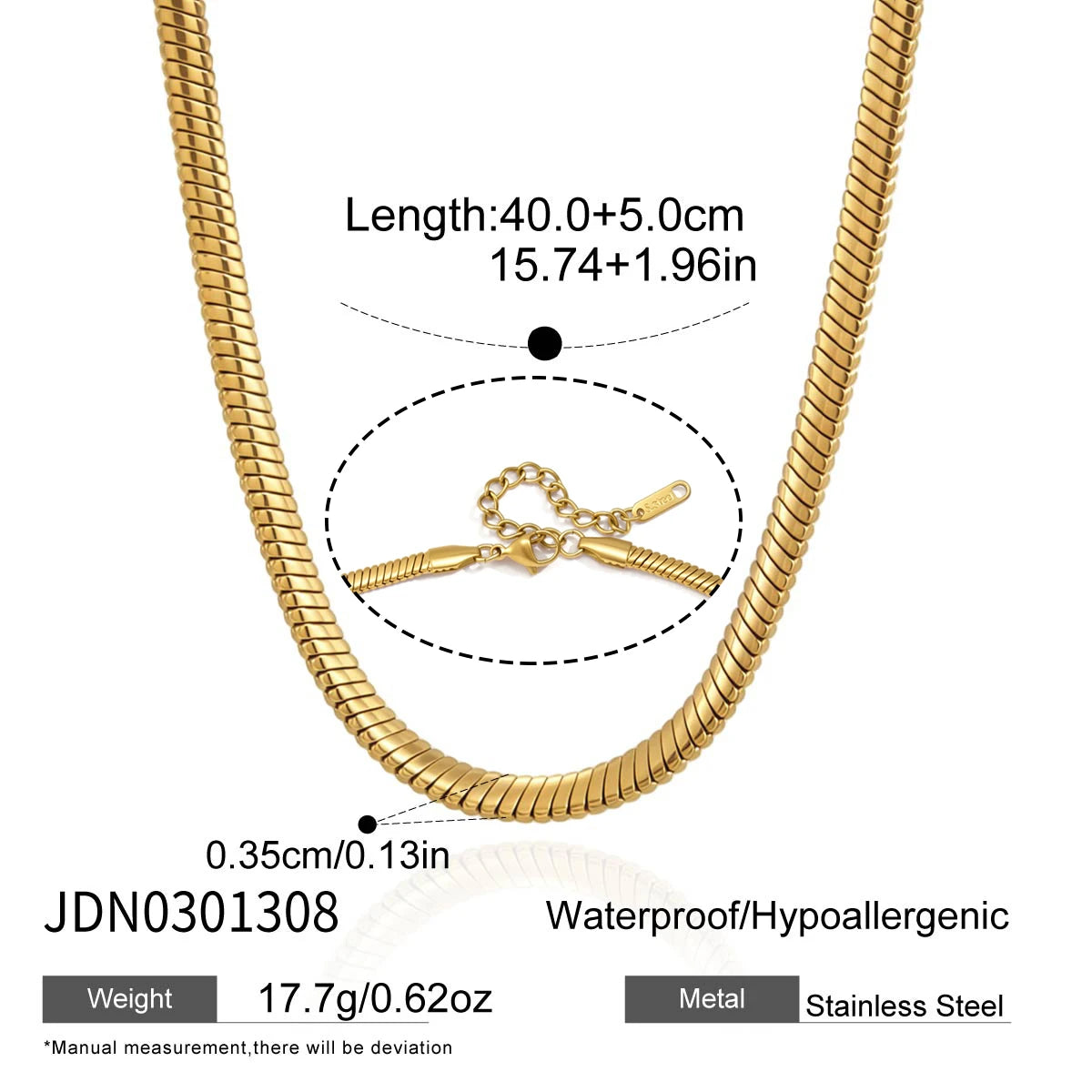 Kika Minimalism Simple Steel Color Snake Bone Chain Necklace