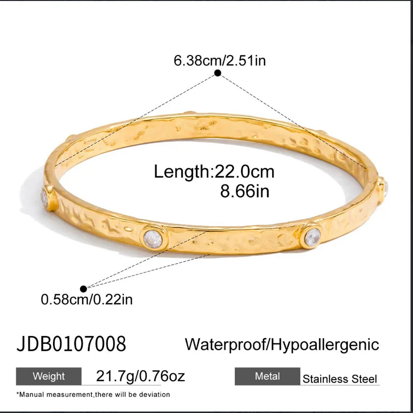 Kika Minimalist Round White Zircon Double Layer Hollow Bracelet