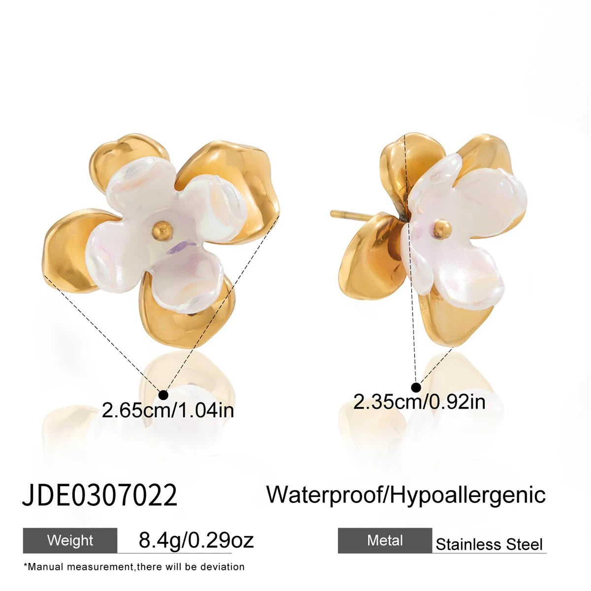 KIKA Vintage Elegant 18K Gold Color PVD Plated Stainless Steel 316L Resin Pearl Zircon Maple Leaf Earrings