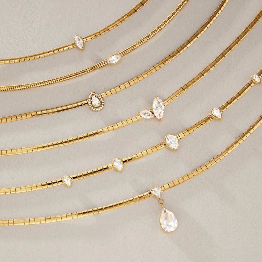 Kika Classic Geometric Zircon Pendant Necklace Minimalist 18K Gold Plated Stainless Steel 316L