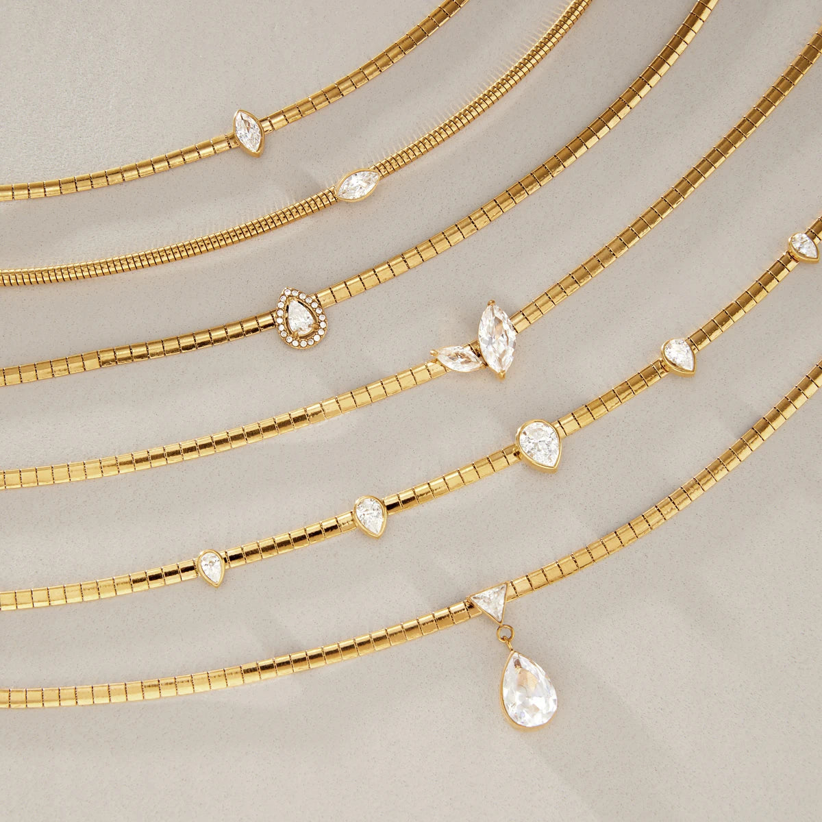 Kika Classic Geometric Zircon Pendant Necklace Minimalist 18K Gold Plated Stainless Steel 316L