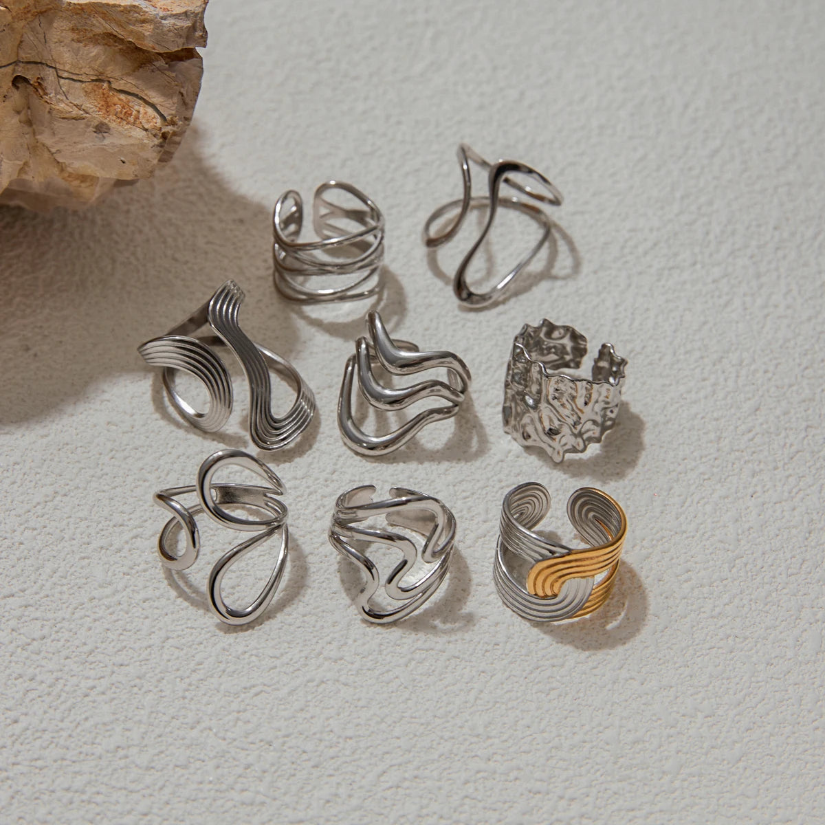 Smooth Line Irregular Ring Adjustable and Stackable
