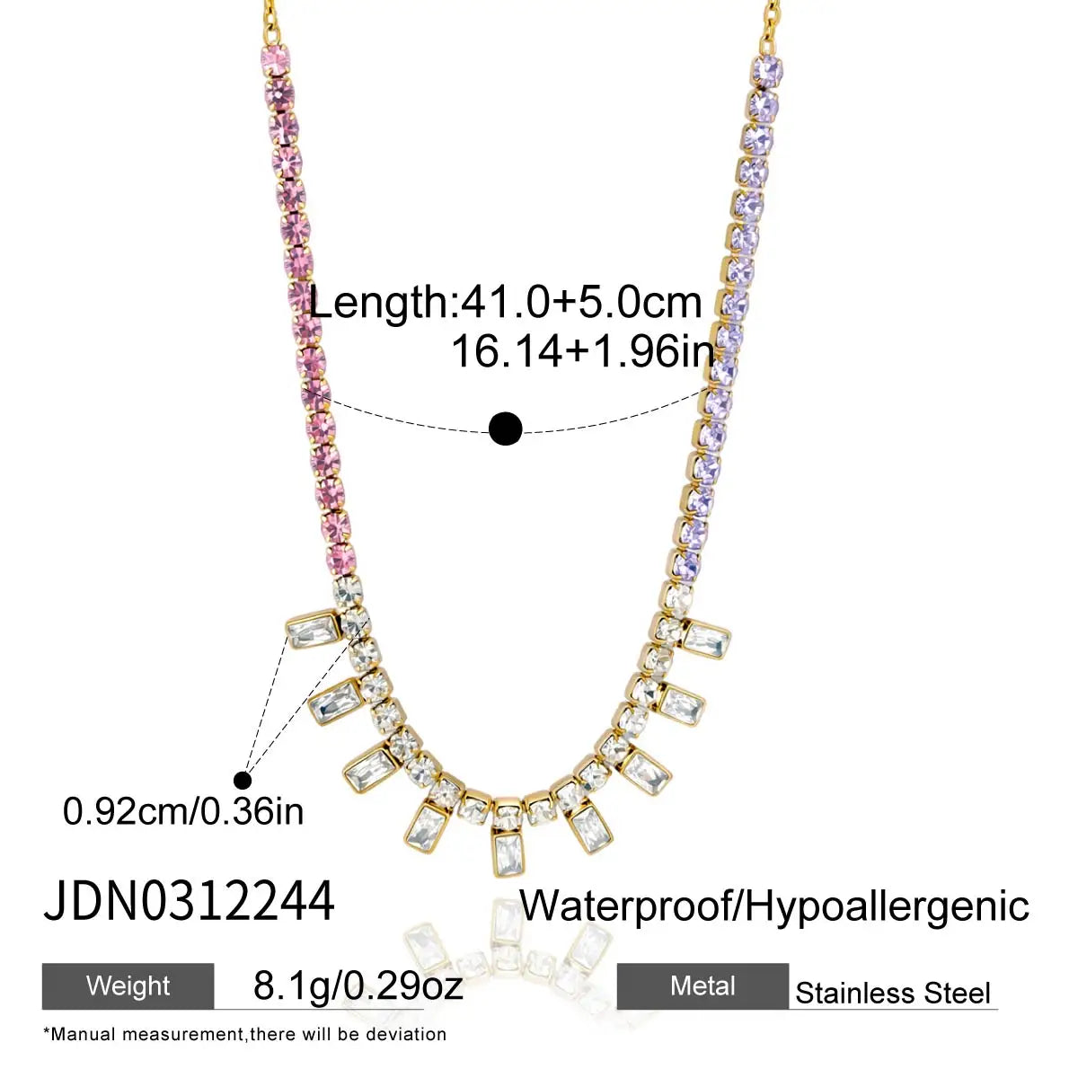Kika Delicate Square Colorful Zircons Chain Necklace