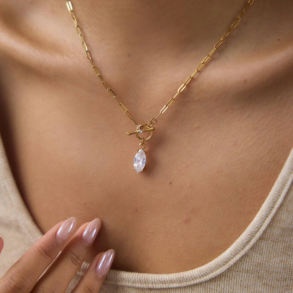 Kika Classic Horse Eye Shape Zircon Pendant Necklace