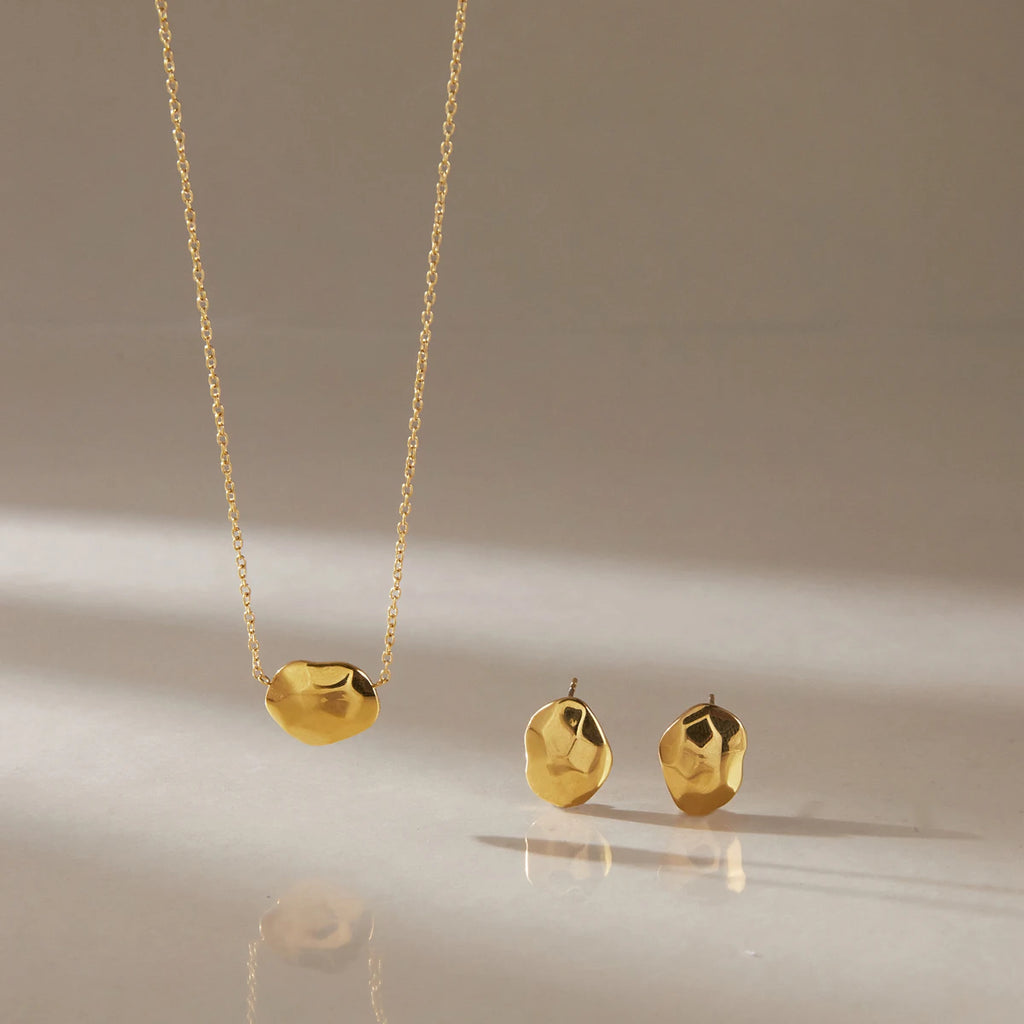 KIKA Classic Geometric Pendant Necklace Stud Earrings PVD 18K Gold Plated Stainless Steel 316L