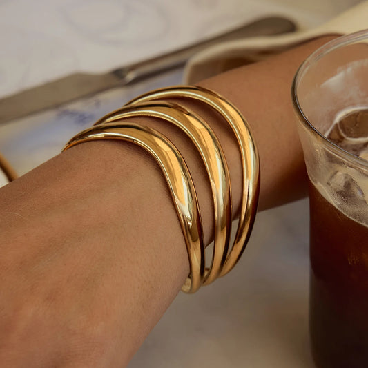 Kika Minimalist Smooth Hollow Three layer Bracelet