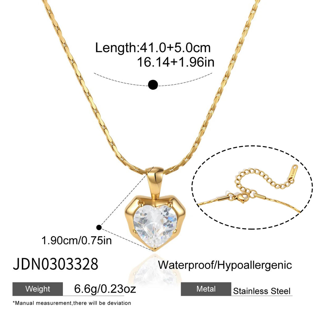 Kika Romantic Zircon Heart Necklace Earrings