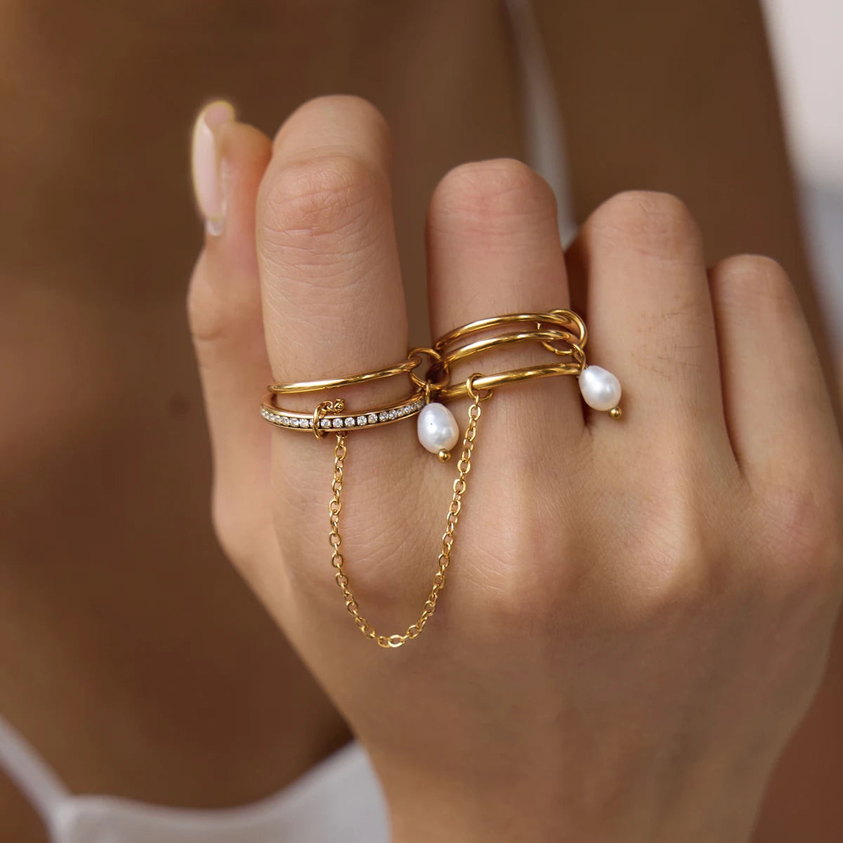 KIKA Delicate Zircon Stackable Rings PVD  Plated Stainless Steel 316L