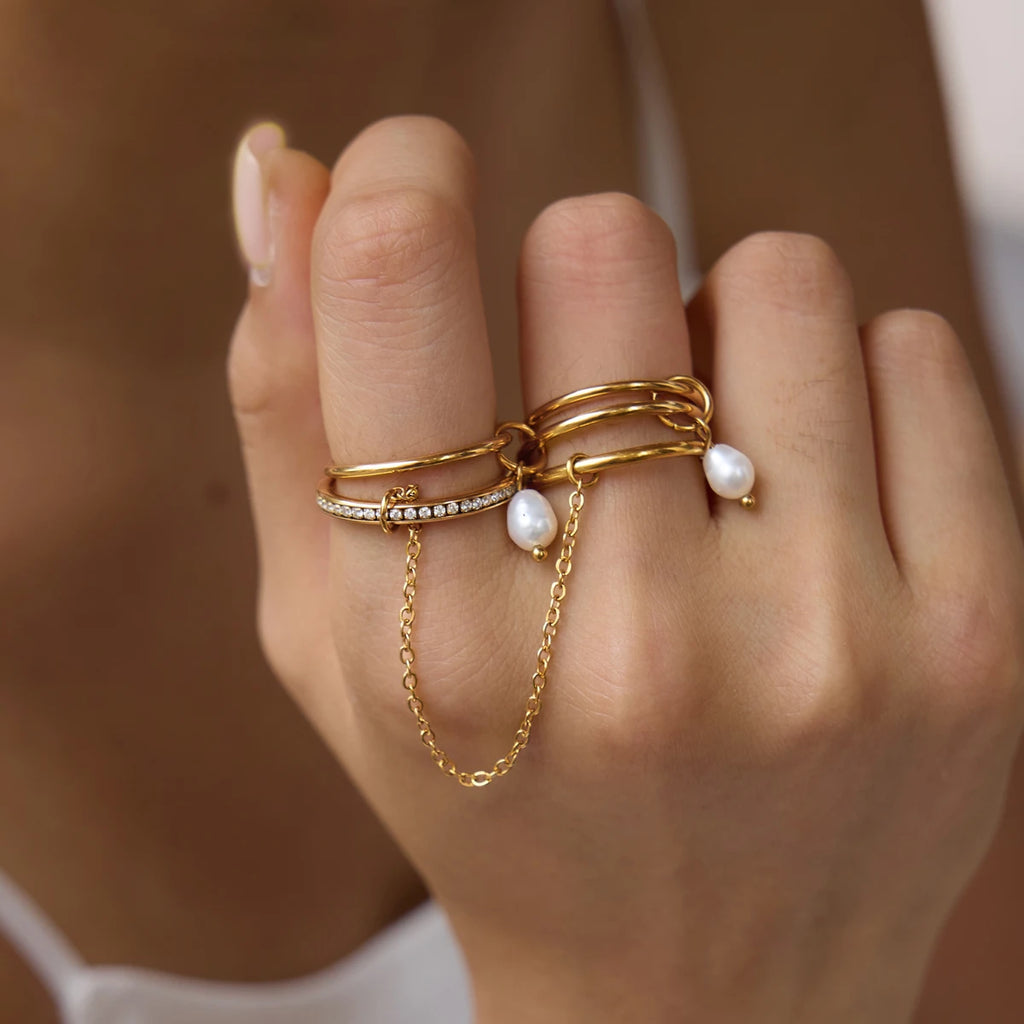 KIKA Delicate Zircon Stackable Rings PVD  Plated Stainless Steel 316L