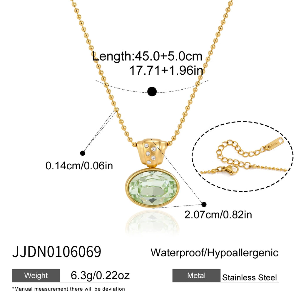 KIKA Elegant Multicolor Geometric Crystal Pendant Necklace PVD 18K Gold Plated Stainless Steel 316L