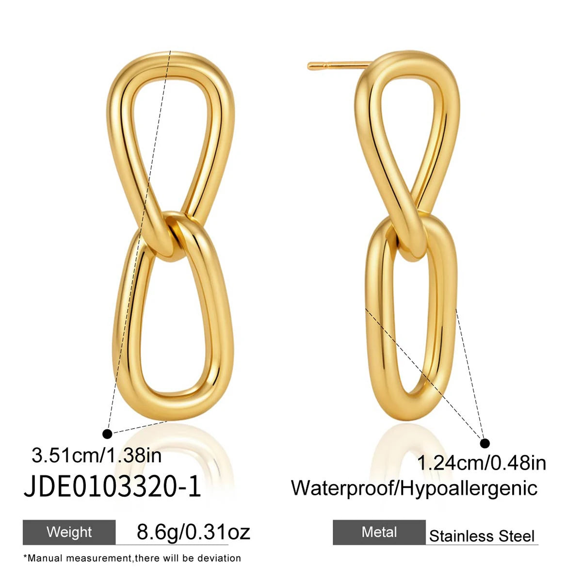 KIKA Classic Geometric Drop Earrings PVD Plated Stainless Steel 316L