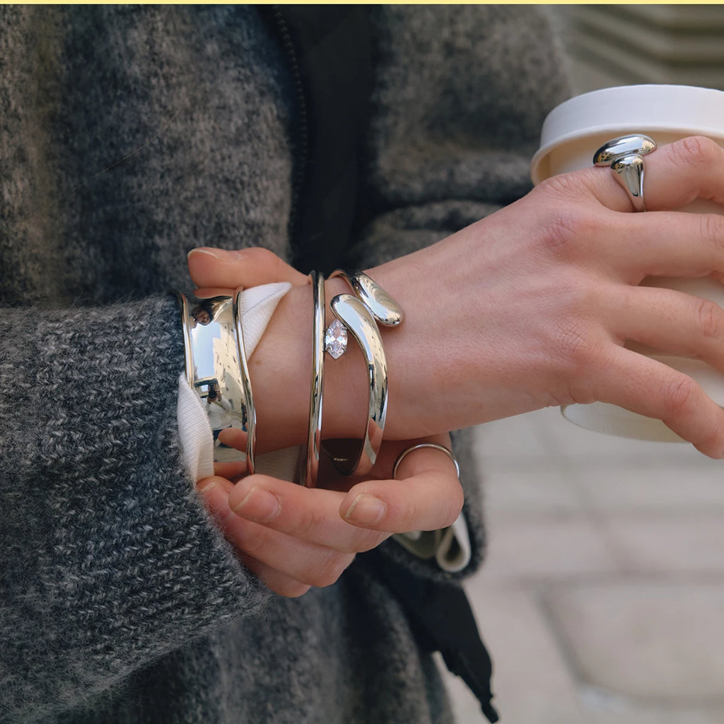 Plated Spring Geometry Titanium Steel Bracelet