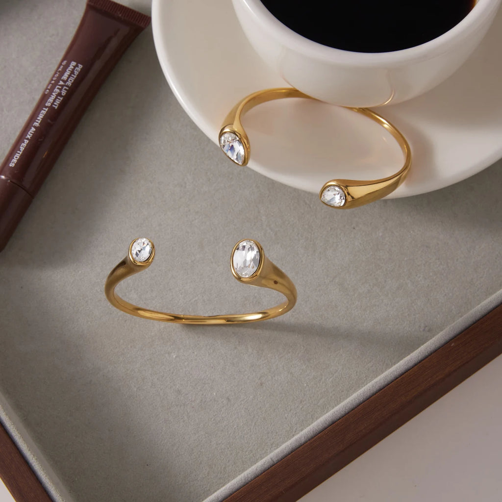 Kika Elegant Geometric Crystal Cuff Bracelet