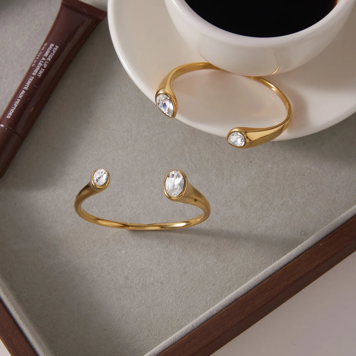 Kika Elegant Geometric Crystal Cuff Bracelet