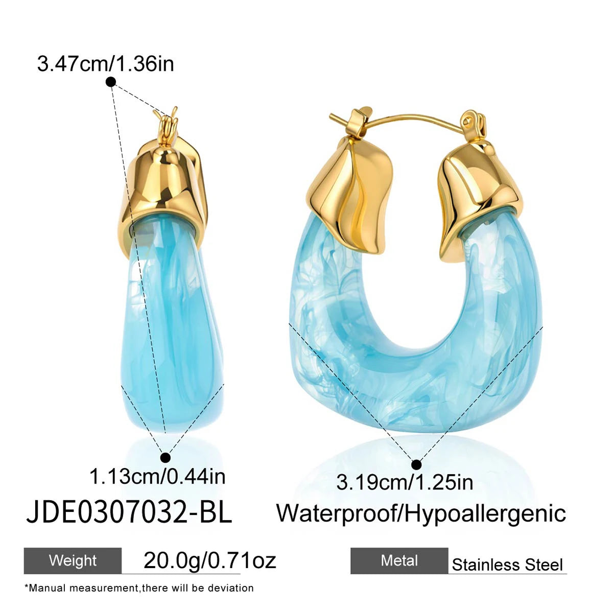 Kika Summer Blue Pink Colorful Resin U-shaped Earrings