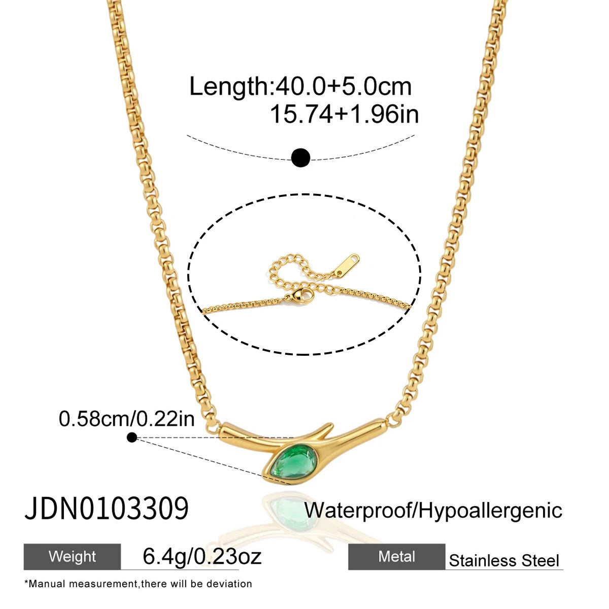 Kika Green Zircon Snake Shape Pendant Necklace