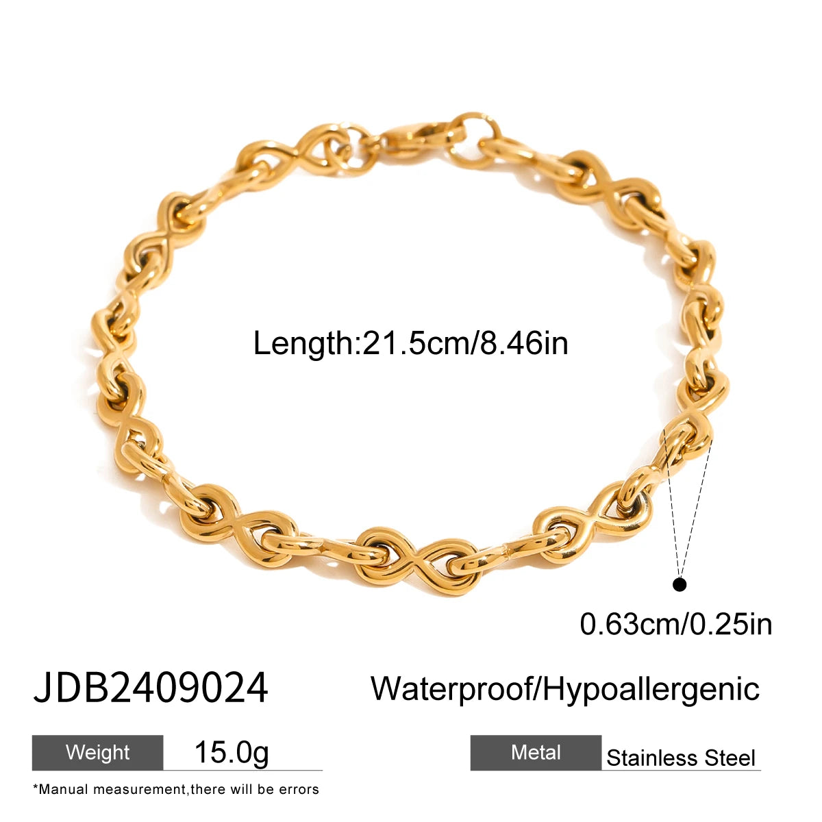 Kika Retro 18K Gold Color Plated Bracelet Stackable Chain Bracelet