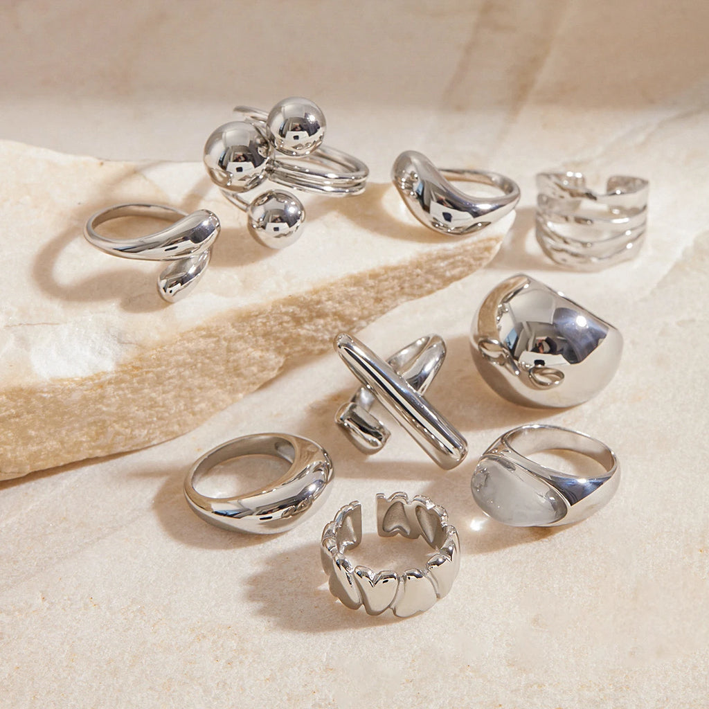Smooth Liquid Wave Irregular Ring Love Adjustable