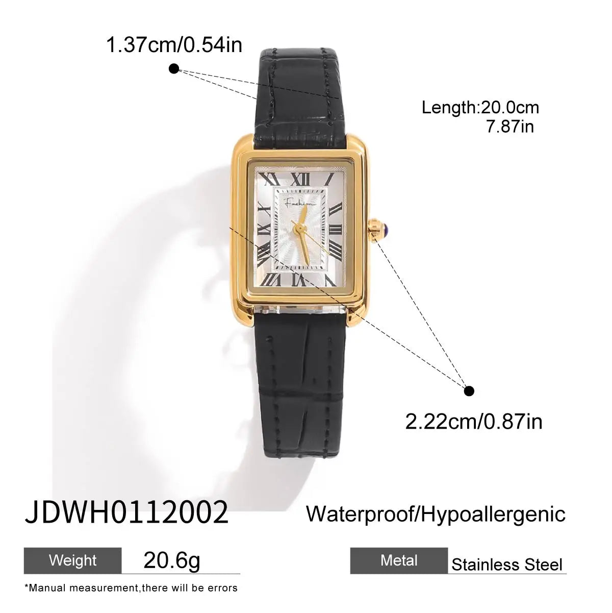 KIKA  Fashion Geometric Rectangular Belt Watch Two tone Chain Bracelet Stainless Steel 316L PVD Plated