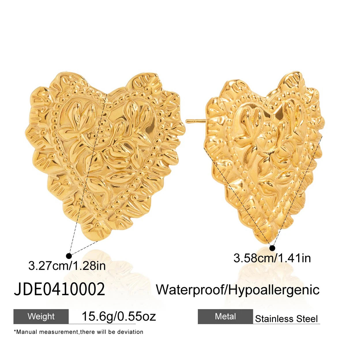 Flower Heart Earring For Women Delicate Stainless Steel Earrings