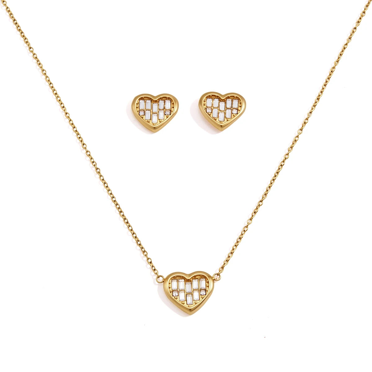 KIKA Romantic Crystal Heart Necklace  PVD Plated Stainless Steel 316L