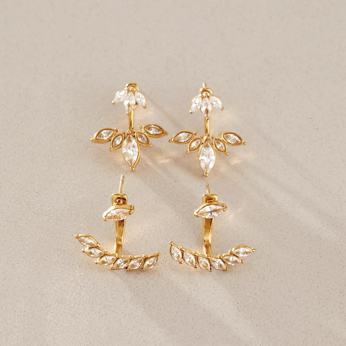 KIKA Delicate Zircon Earring Jackets For Women Front Back 18K Gold PVD Plated Stainless Steel Stud Earrings Fashion Jewelry
