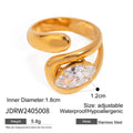KIKA Shiny Cubic Stainless Steel Zircon Asymmetric Open Ring High-Grade Stainless Steel 18K Golden Plated Rust Proof Jewelry