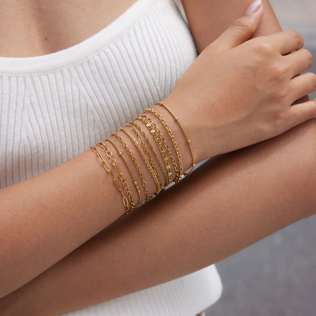Kika Classic Chain Bracelet For Women Men Minimalist 18K Gold PVD Plated Stainless Steel 316L
