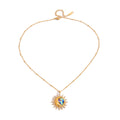 Kika Classic Moon Sun Pendant With White Rhineston Bead Chain Necklace