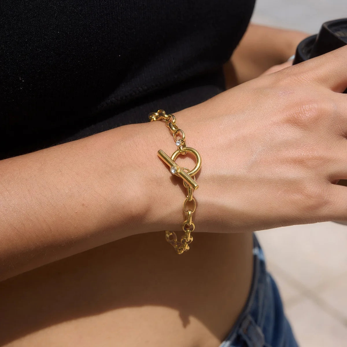 KIKA Classic Glossy T-Bar OT Buckle Bracelet PVD Plated Stainless Steel 316L