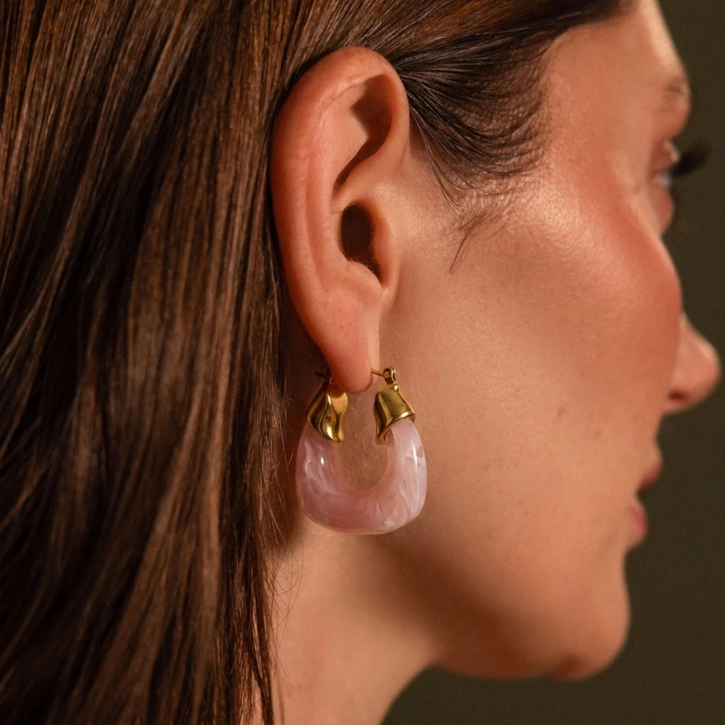 Kika Summer Blue Pink Colorful Resin U-shaped Earrings