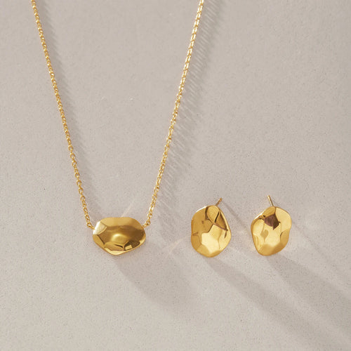 KIKA Classic Geometric Pendant Necklace Stud Earrings PVD 18K Gold Plated Stainless Steel 316L