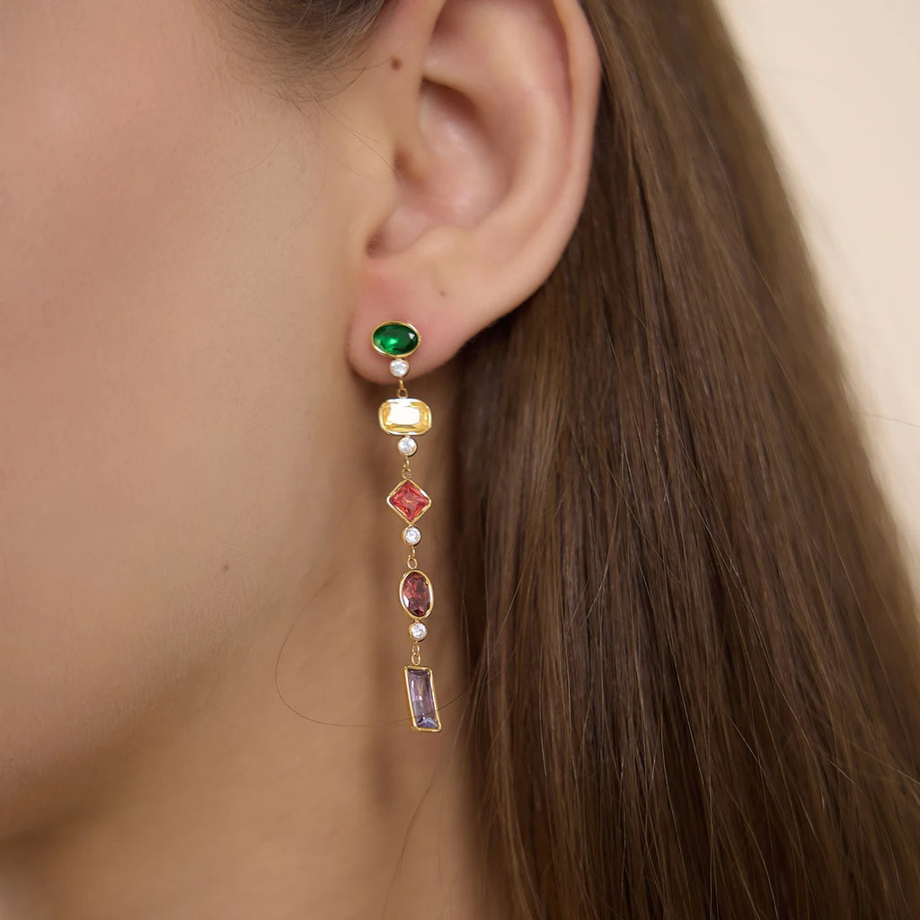 Kika Delicate Multicolor Geometric Zircon Drop Earrings